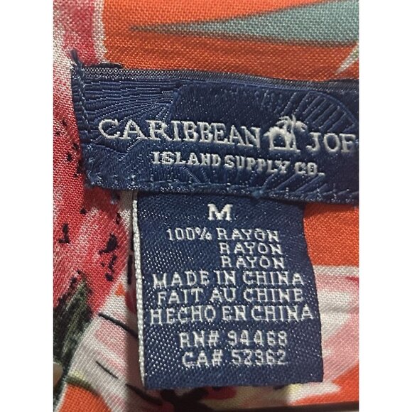 Caribbean Joe Hawaiian Tropical Maxi Dress Orange Sz Medium Floral Lace Detail - Picture 8 of 14